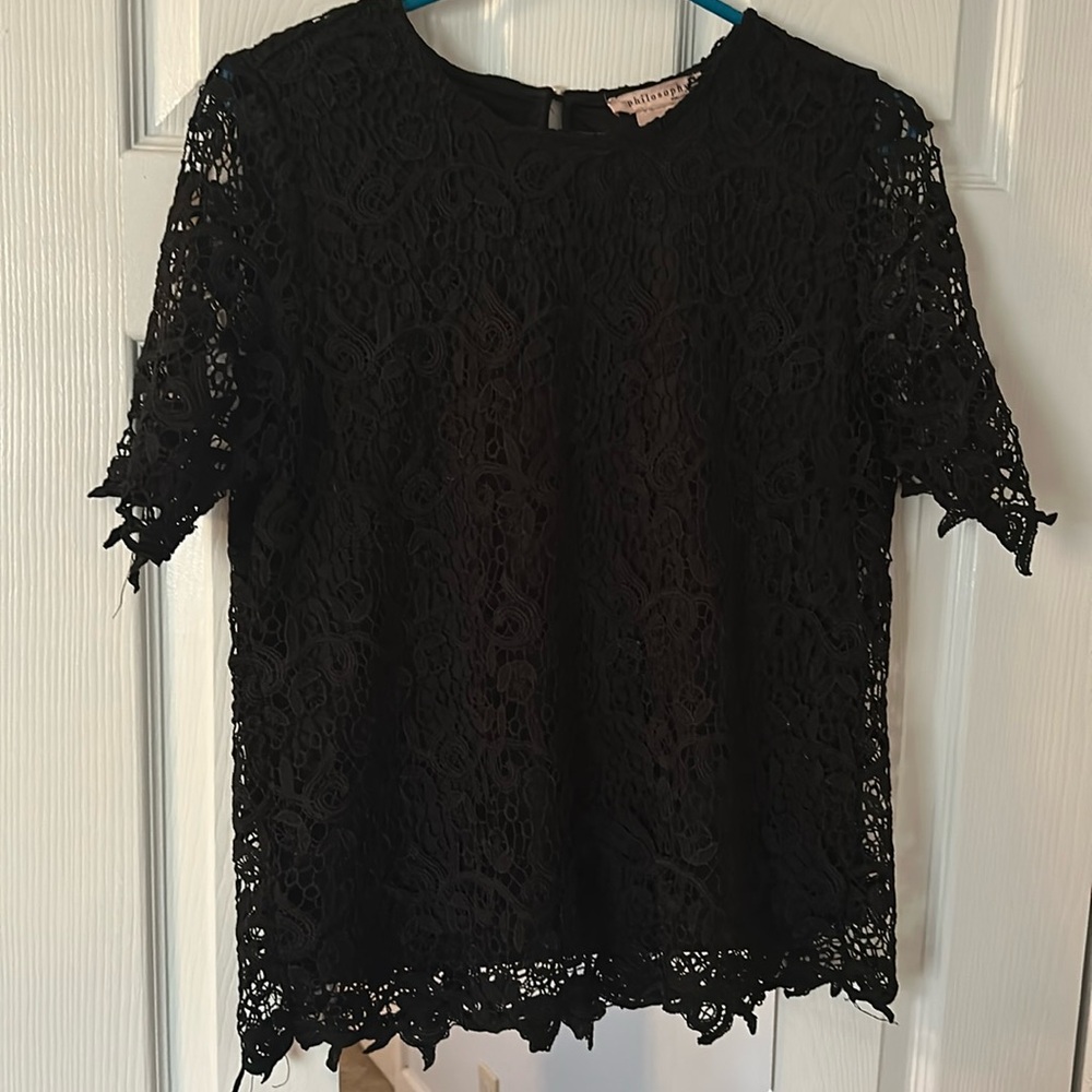 Philosophy black lace shirt